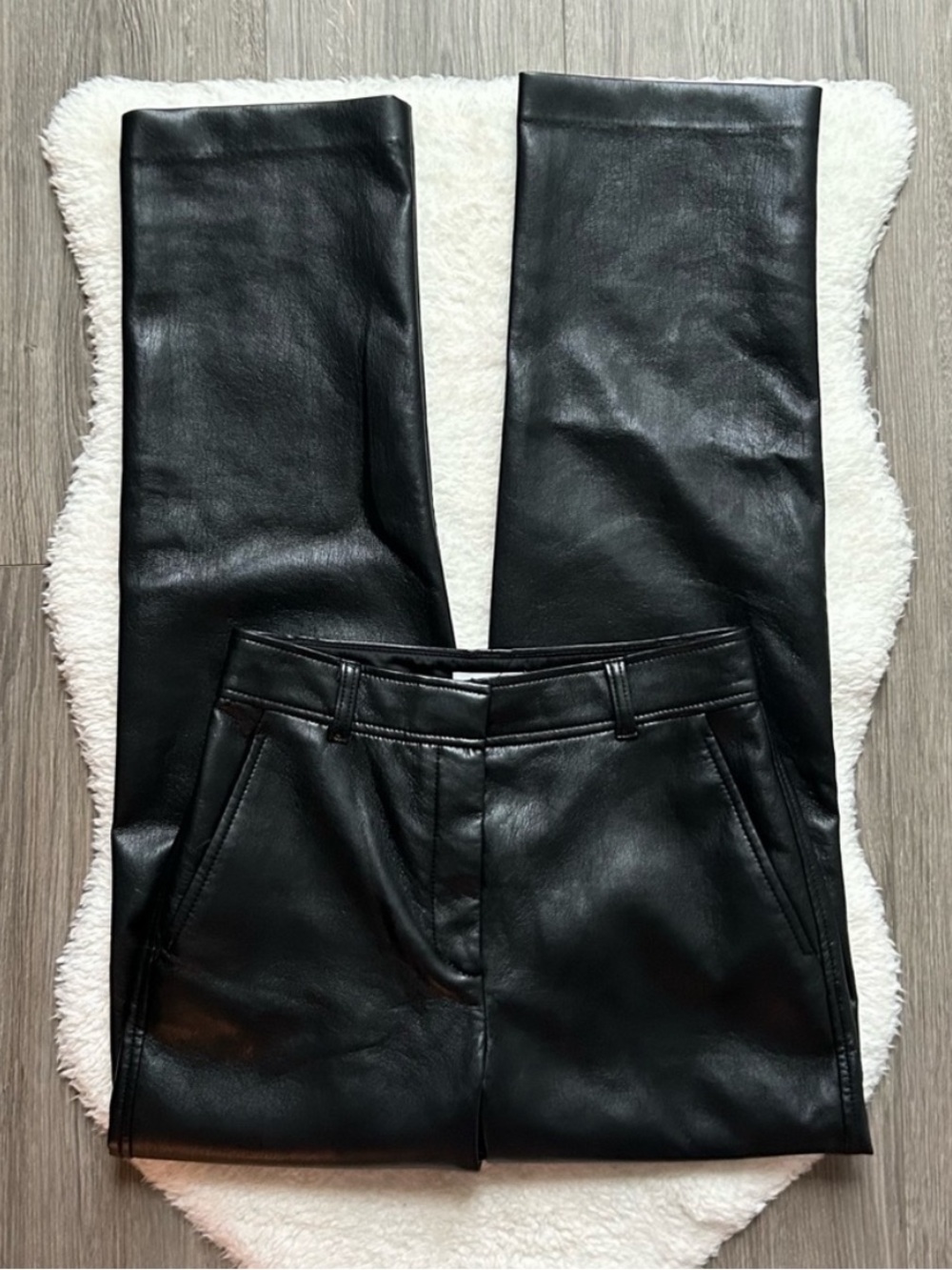 Aritzia Babaton Black Faux Leather Straight Pants
